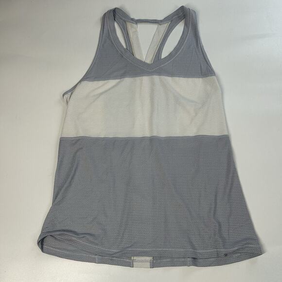Lululemon Pedal To The Medal Singlet Tank Top Keyhole Back Gray Cream Size 8 - Picture 1 of 7